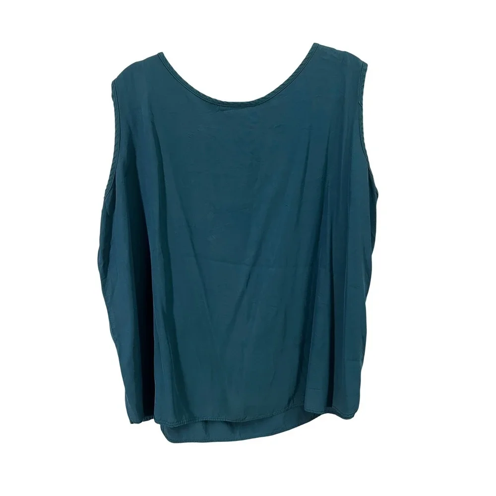 Fitting Image Tank Top 22 Vintage Cottagecore Beaded Lace V-Neck Teal Green - Picture 2 of 5